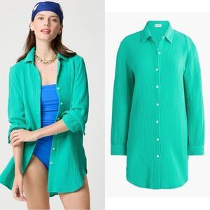 NWT J CREW Factory Button-down beach tunic in Chrome Green